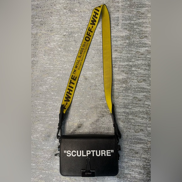 Off-White Binder Clip “Sculpture” Crossbody Bag – Black with Yellow Strap - Picture 5 of 5